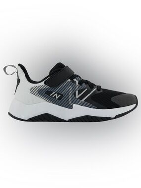 New Balance Kids Black, White and Gray Athletic Sneaker with Hook-and-Loop Strap